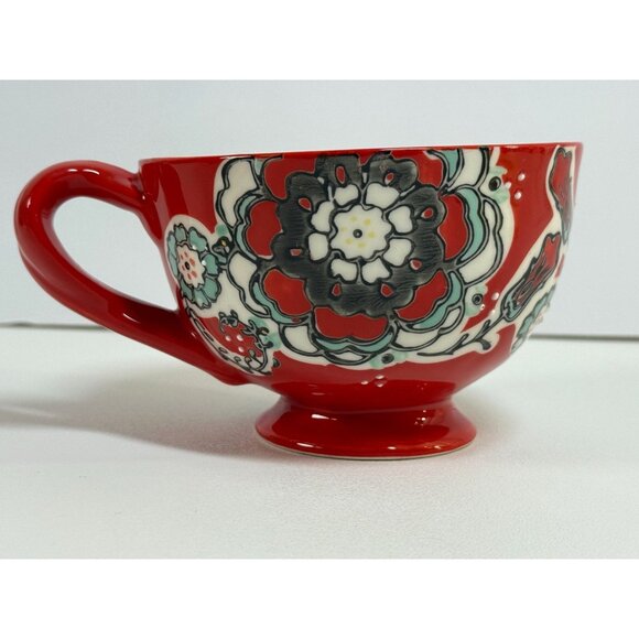 Set Of 2 Anthropologie Elka Ayala Hand-Painted Ceramic Mugs/Cups Twisted Handles - Picture 6 of 14